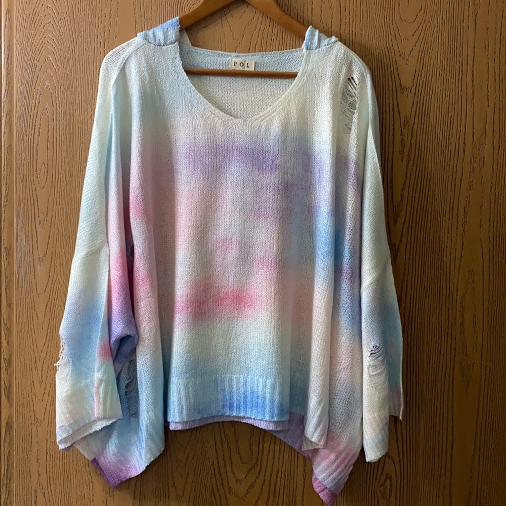 3/4 lightweight distressed sweater hoodie